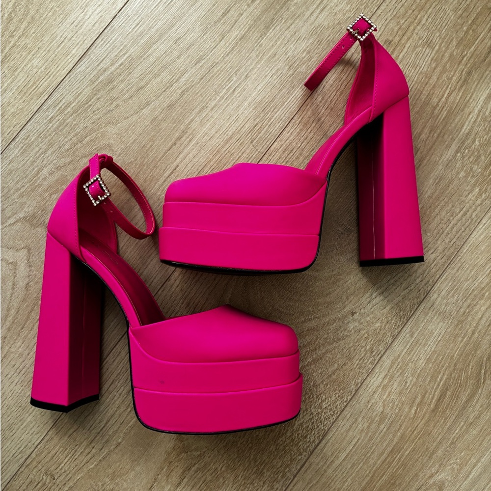 Aldo Double Platform Heeled Shoes in Fuchsia - Picture 4 of 12